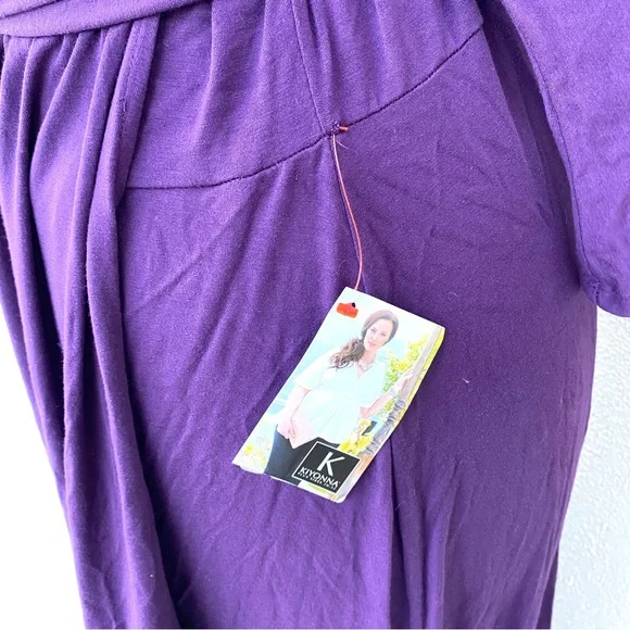 KIYONNA velvet wrap dress maxi stretch floor length tall plus size gown 1X long - Picture 6 of 13